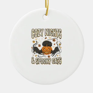 Halloween Cat Autumn Magic Ceramic Ornament