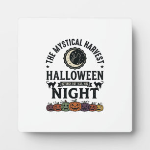 Halloween Cat Black Cats Pumpkins Vintage Funny_1 Plaque