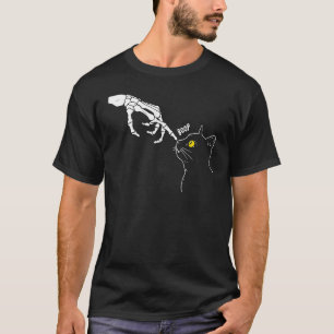 Halloween Cat Black Skeleton Hand Boop 1 T-Shirt