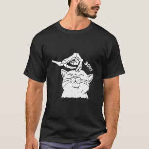 Halloween Cat Black Skeleton Hand Boop T-Shirt