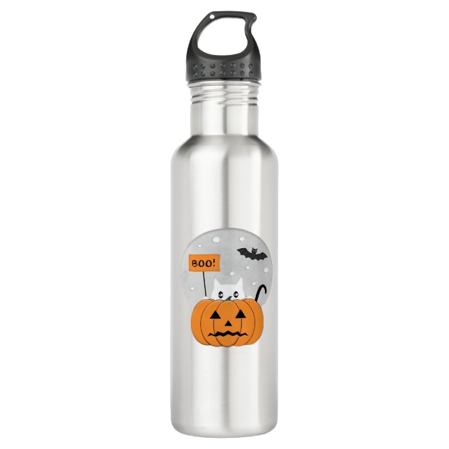 Halloween  Cat  Boo  Illustration Classic T-Shirt 710 Ml Water Bottle (Front)