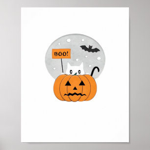 Halloween Cat Boo Illustration Classic T-Shirt Poster