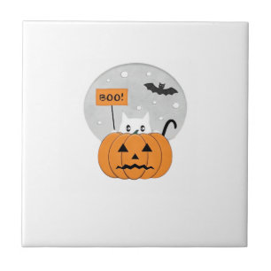 Halloween Cat Boo Illustration Classic T-Shirt Tile