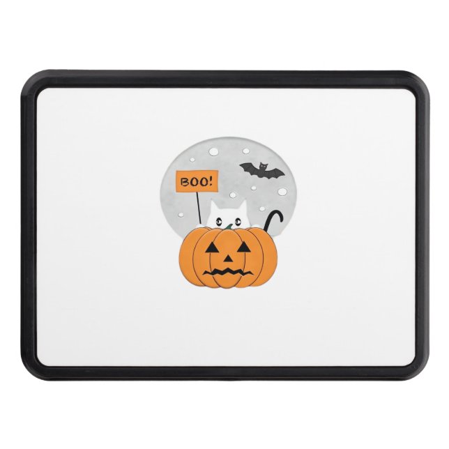 Halloween  Cat  Boo  Illustration Classic T-Shirt Trailer Hitch Cover (Front)