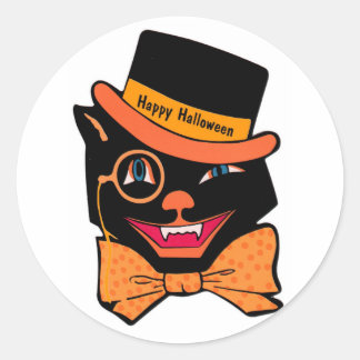 Halloween cat classic round sticker