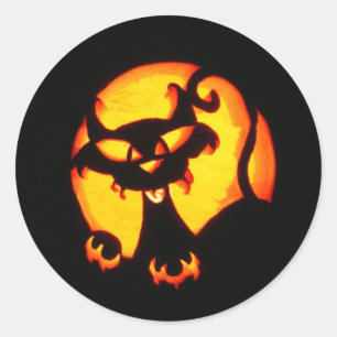 halloween cat classic round sticker