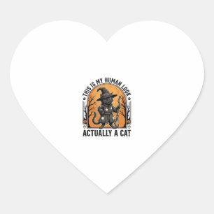 Halloween Cat Costume Funny Vintage Witch Cat Shir Heart Sticker
