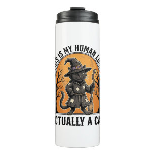 Halloween Cat Costume Funny Vintage Witch Cat Shir Thermal Tumbler