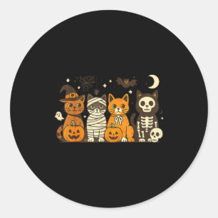 Halloween Cat Costumes Ghost Witch Mummy Men Women Classic Round Sticker