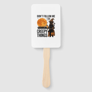 Halloween Cat Creepy Things Funny Witch_1 Hand Fan