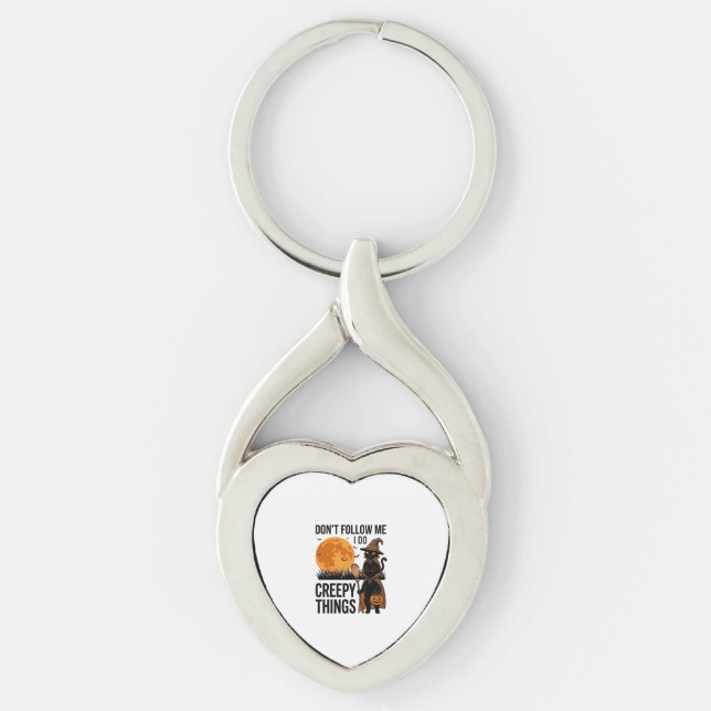Halloween Cat Creepy Things Funny Witch_1 Keychain (Front)