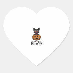 Halloween Cat Cute Pumpkin Vintage Spooky_1 Heart Sticker