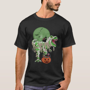 Halloween Cat Dinosaur T Rex Mummy Pumpkin For Boy T-Shirt