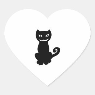 Halloween cat drawing heart sticker