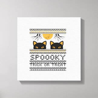 Halloween-Cat Eyes Spooky Trick or Treat Trendy Gr Canvas Print