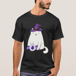 Halloween Cat Feline Witch Monster Eye with Bat Wi T-Shirt