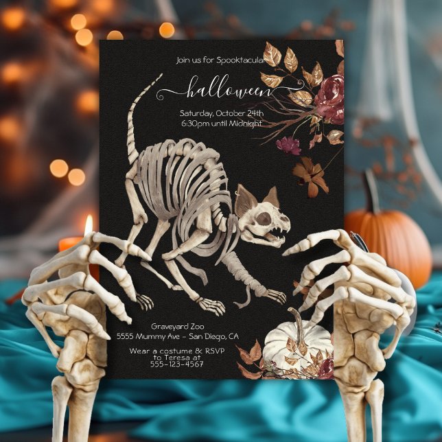 Halloween Cat Floral Dark & Moody Invitation (Creator Uploaded)