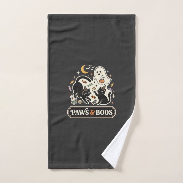 Halloween Cat Ghost Magic Hand Towel (Hand Towel)