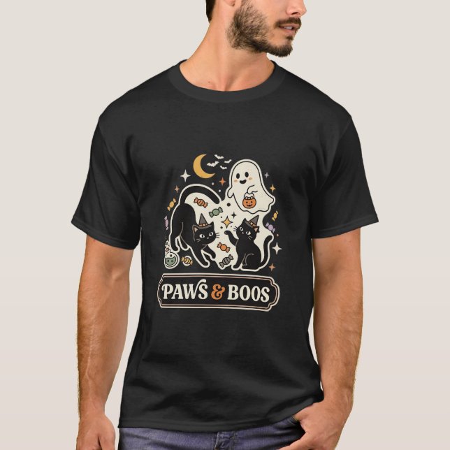 Halloween Cat Ghost Magic T-Shirt (Front)