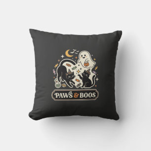 Halloween Cat Ghost Magic Throw Pillow