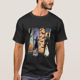 Halloween Cat Ghost Pumpkin Cute Spooky Fall Desig T-Shirt