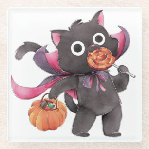 Halloween Cat Glass Coaster
