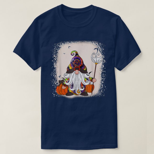 Halloween Cat Gnome Tie Dye Halloween Costume Pump T-Shirt (Design Front)