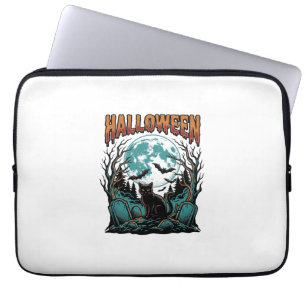 Halloween Cat Graveyard Vintage Engraving Shirt_1 Laptop Sleeve