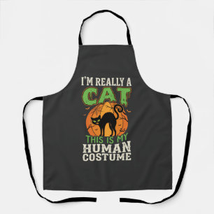 Halloween Cat Human Costume Funny Design Apron
