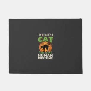 Halloween Cat Human Costume Funny Design Doormat