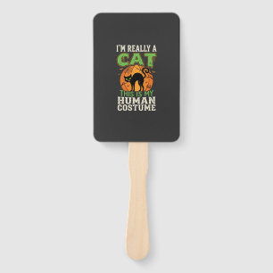 Halloween Cat Human Costume Funny Design Hand Fan