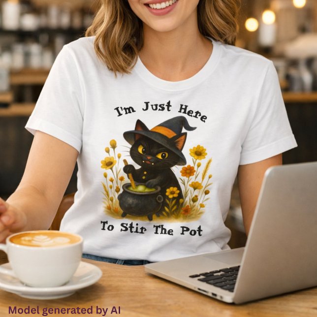 Halloween Cat - I’m Just Here to Stir the Pot T-Shirt (Creator Uploaded)