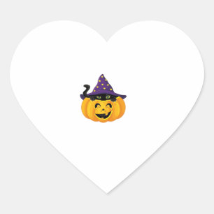 Halloween Cat in Pumpkin – Cute Black Kitten Stick Heart Sticker