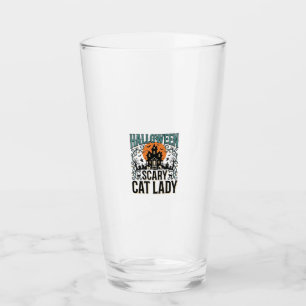 Halloween Cat Lady Scary Haunted House Vintage_1 Glass