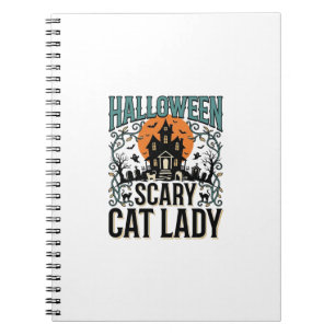 Halloween Cat Lady Scary Haunted House Vintage_1 Notebook