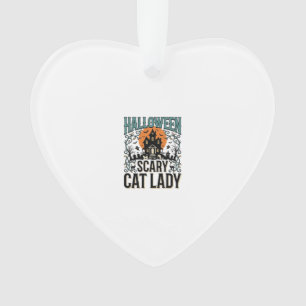 Halloween Cat Lady Scary Haunted House Vintage_1 Ornament