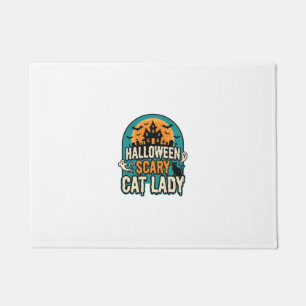 Halloween Cat Lady Scary Vintage Haunted House_1 Doormat