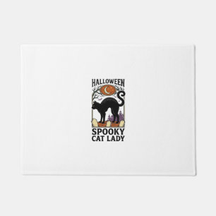 Halloween Cat Lady Vintage Black Cat Shirt_1 Doormat
