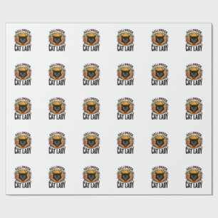 Halloween Cat Lady Vintage Black Cat Shirt Design Wrapping Paper