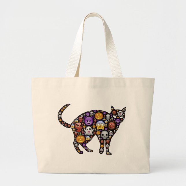 HALLOWEEN CAT LARGE TOTE BAG (Front)