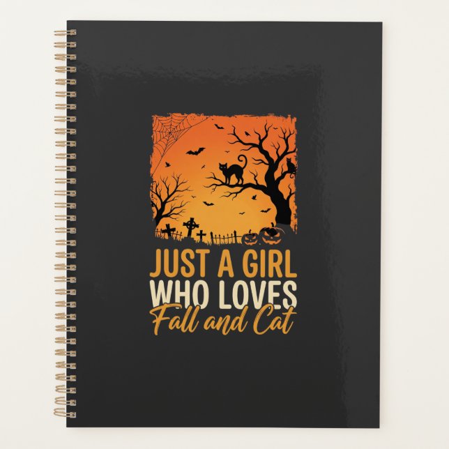 Halloween Cat Lover Fall Sunset Graphic Planner (Front)