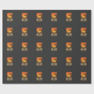 Halloween Cat Lover Fall Sunset Graphic Wrapping Paper