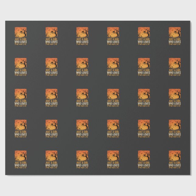 Halloween Cat Lover Fall Sunset Graphic Wrapping Paper (Flat)