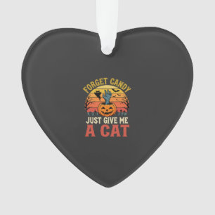 Halloween Cat Lover Forget Candy Vintage Graphic Ornament