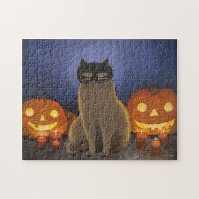 Halloween Cat Mask & Jack-o'-lantern Jigsaw Puzzle (Horizontal)