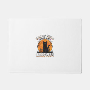 Halloween Cat Meow-Some Vintage Engraving Design_1 Doormat