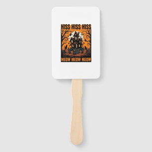 Halloween Cat Meow Spooky Vintage Witch House Hand Fan