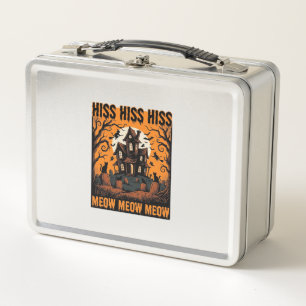 Halloween Cat Meow Spooky Vintage Witch House Metal Lunch Box