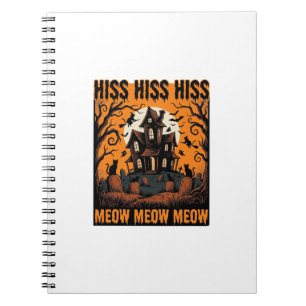 Halloween Cat Meow Spooky Vintage Witch House Notebook
