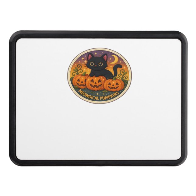 Halloween Cat Meowgical Pumpkins Embroidery Design Trailer Hitch Cover (Front)